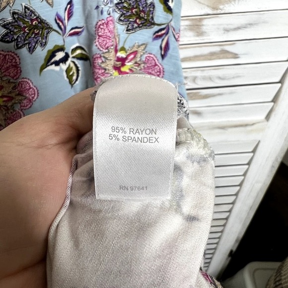 J. Jill Printed Color Block Bright Spring Floral Jersey Knit Dress Sleeveless M - Picture 8 of 16